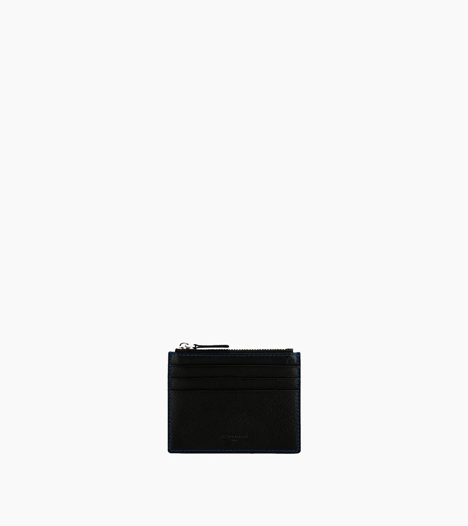 Le Tanneur Charles porte-cartes cuir grainé noir zippé