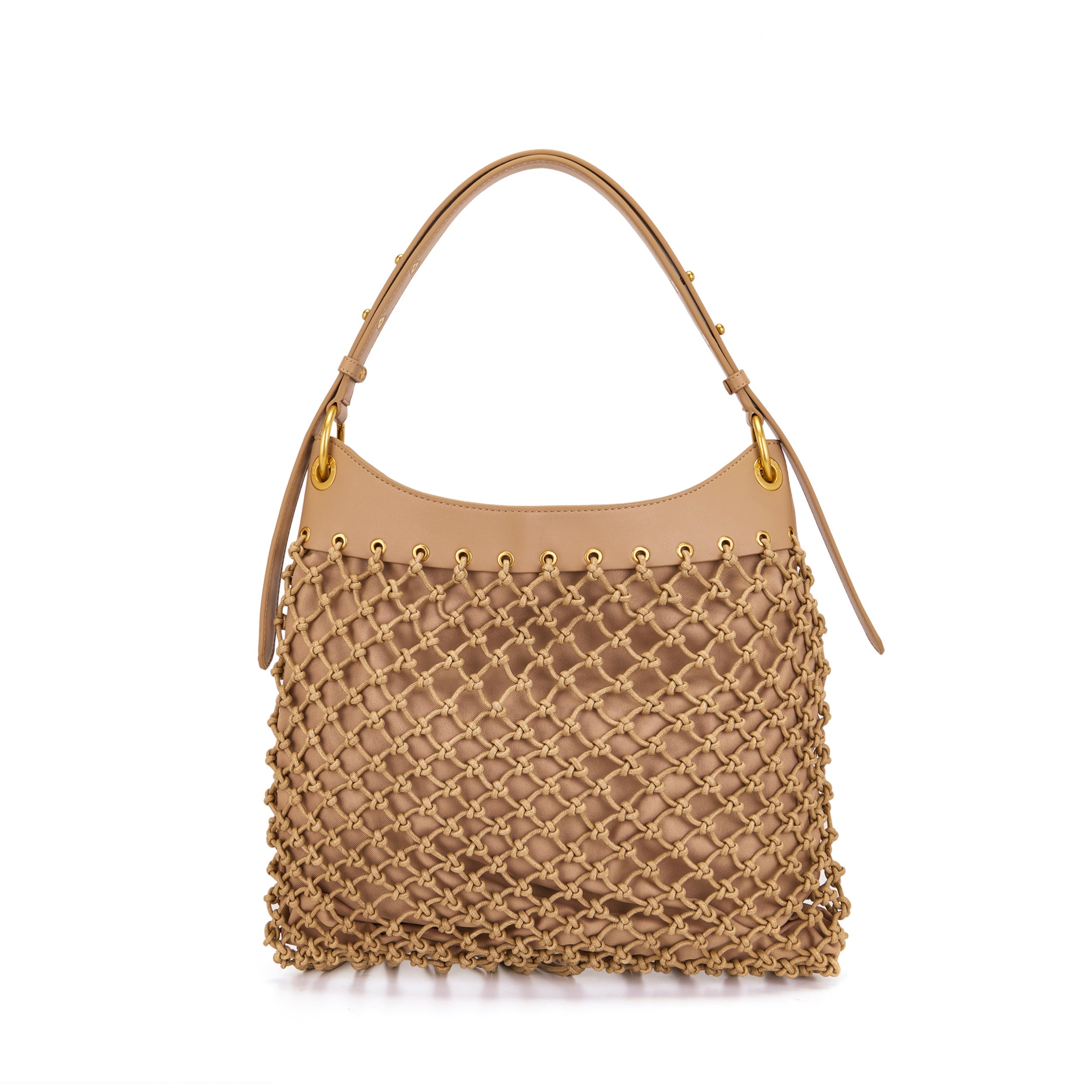 La Carrie Fringe sac épaule beige 39 x 34 cm corde