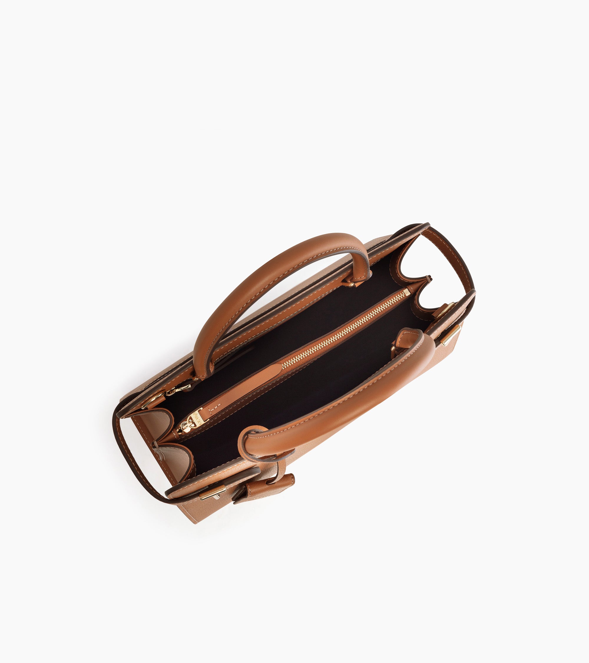 Le Tanneur Emilie sac à main cuir grainé Brown Tan moyen