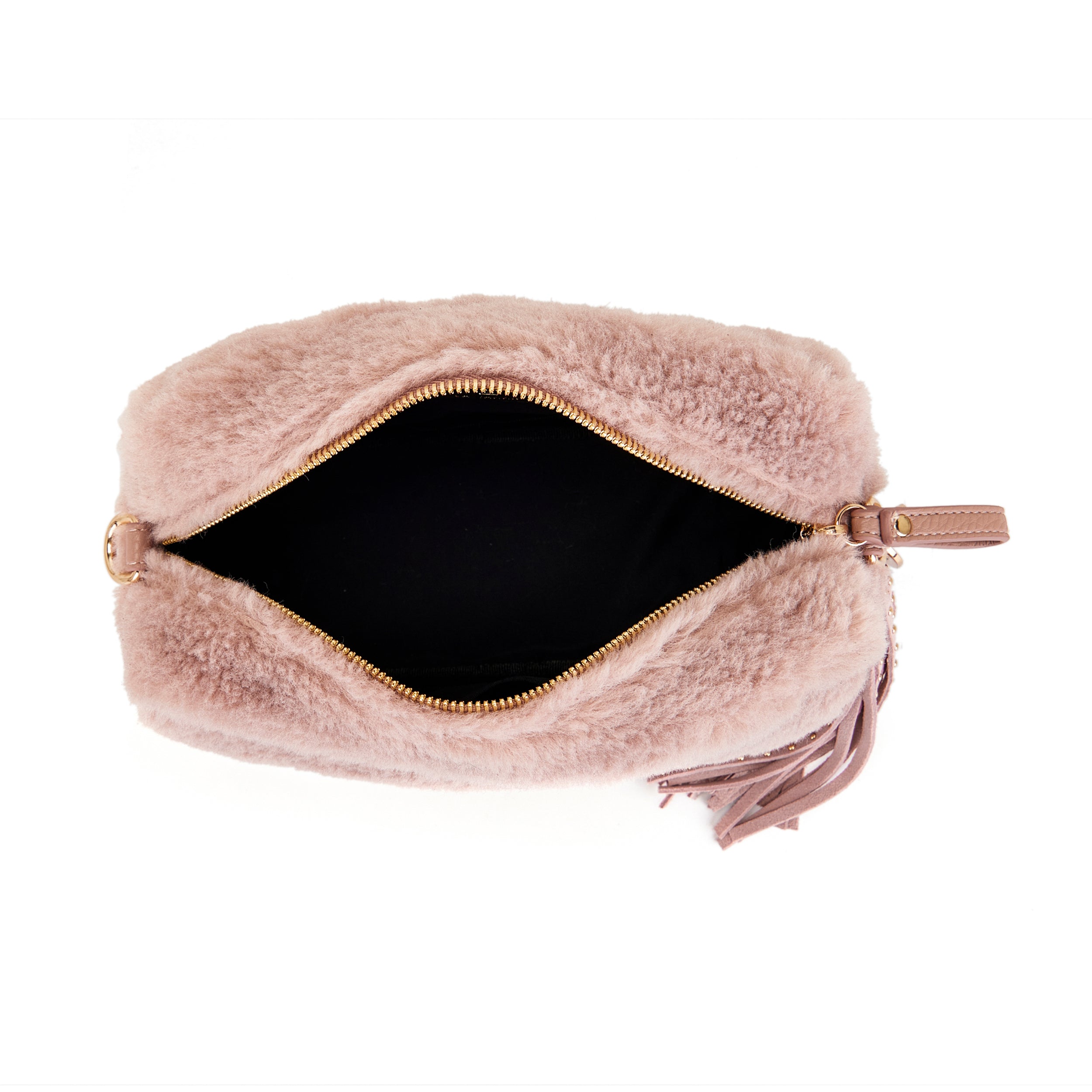 La Carrie Teddy sac épaule rose 23 cm fourrure chaîne