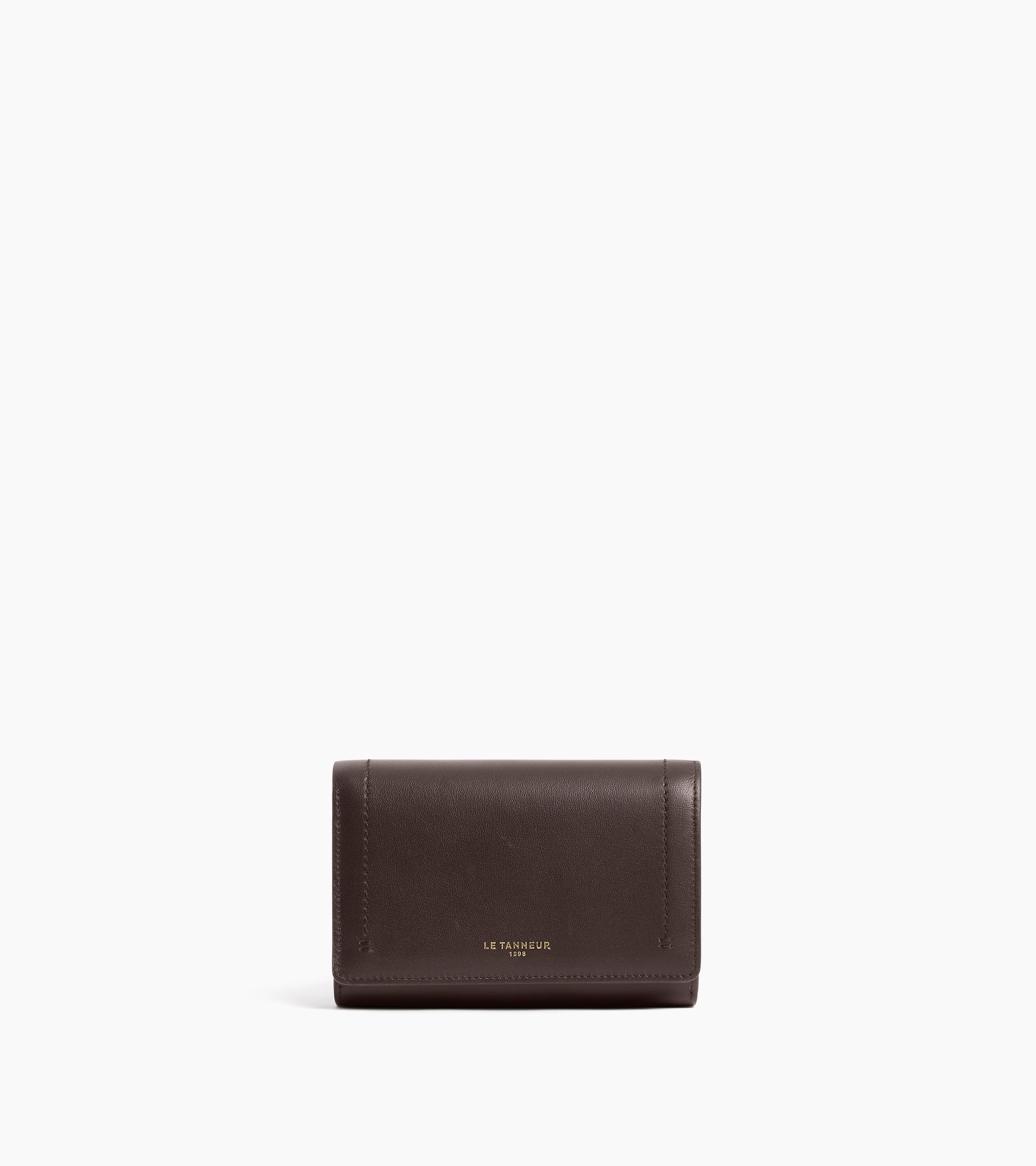 Le Tanneur Louison portefeuille rabat cuir lisse Brown Arabica