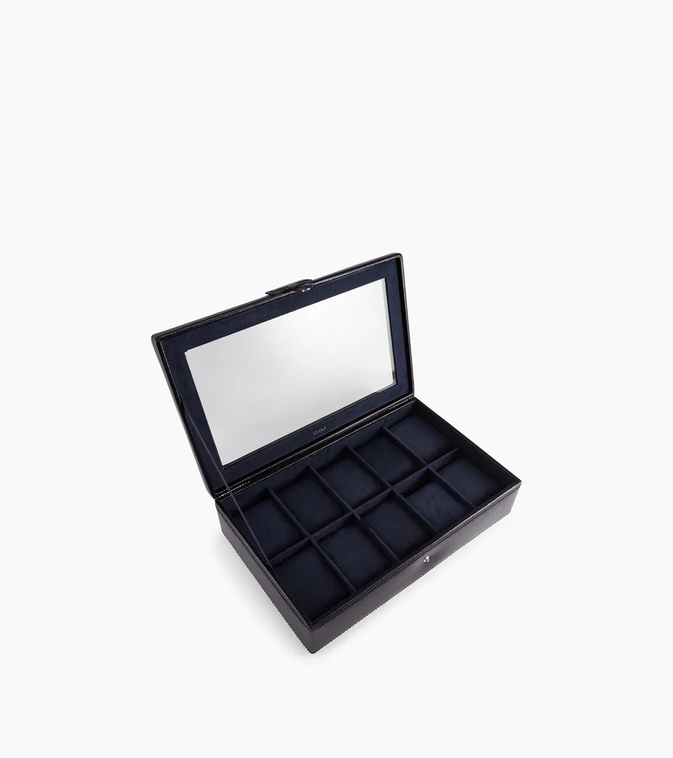 Le Tanneur coffret 10 montres cuir noir vitré