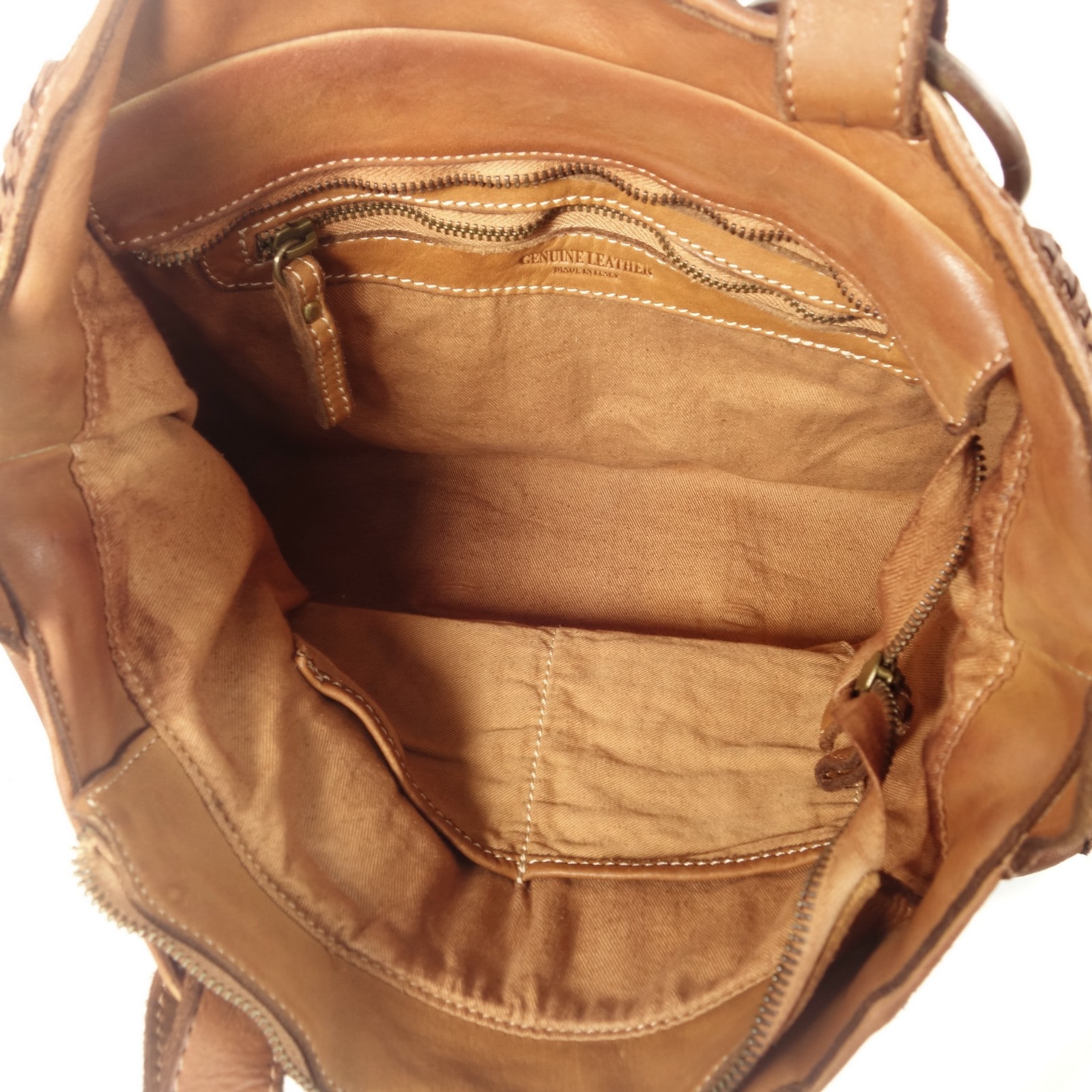 Collection Esprit Cuir BETINA sac à main cuir marron A4 bohème