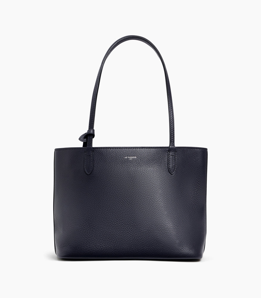 Le Tanneur Louise petit cabas cuir grainé bleu