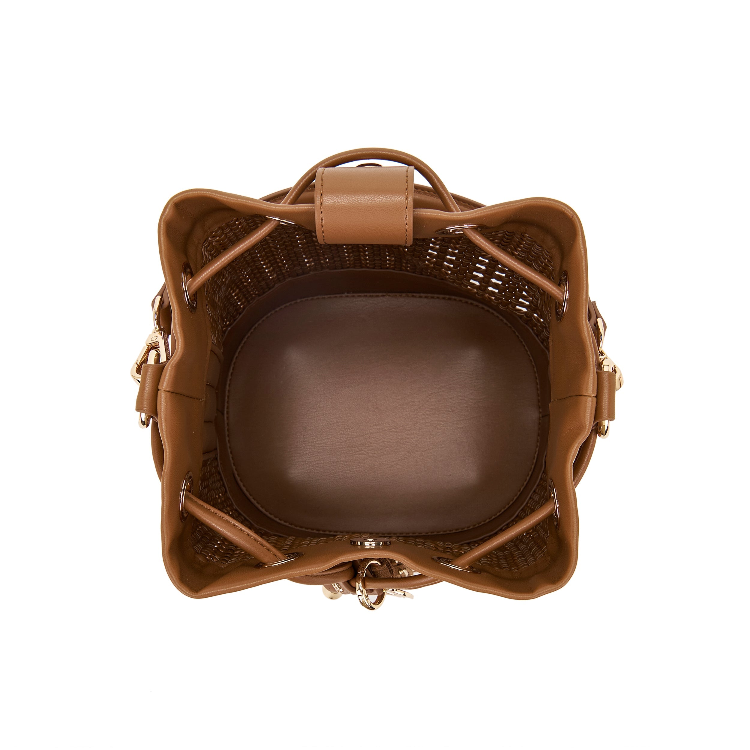 La Carrie Bag Woven sac seau écocuir tressé cuoio