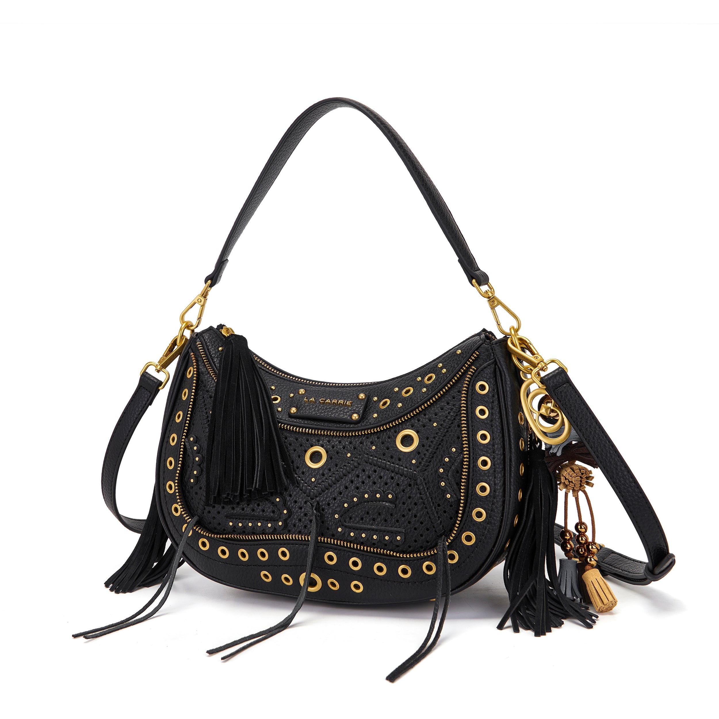 La Carrie Jungle sac bandoulière noir 32 cm effet cuir