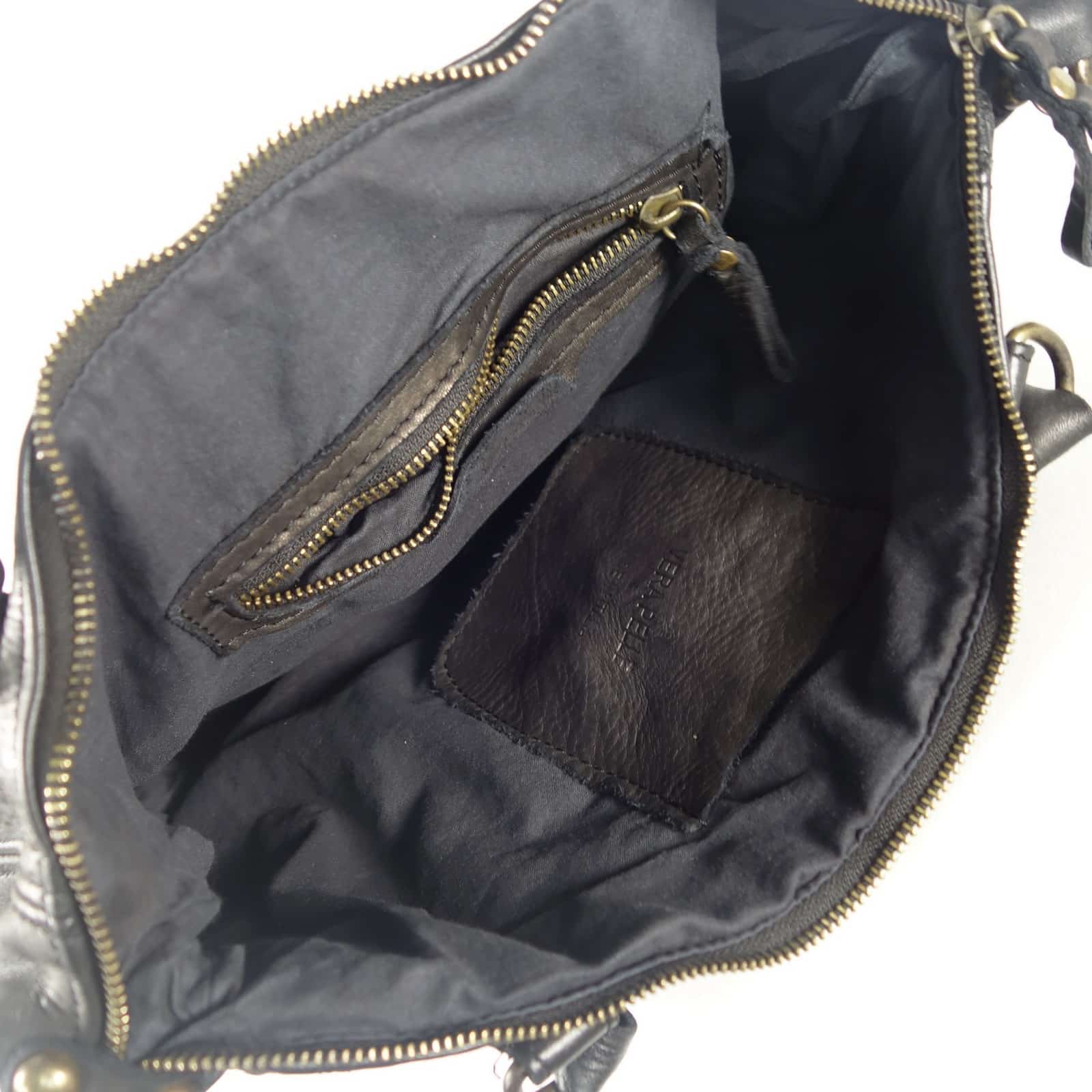 Collection Esprit Cuir ANGELA sac épaule cuir noir vintage