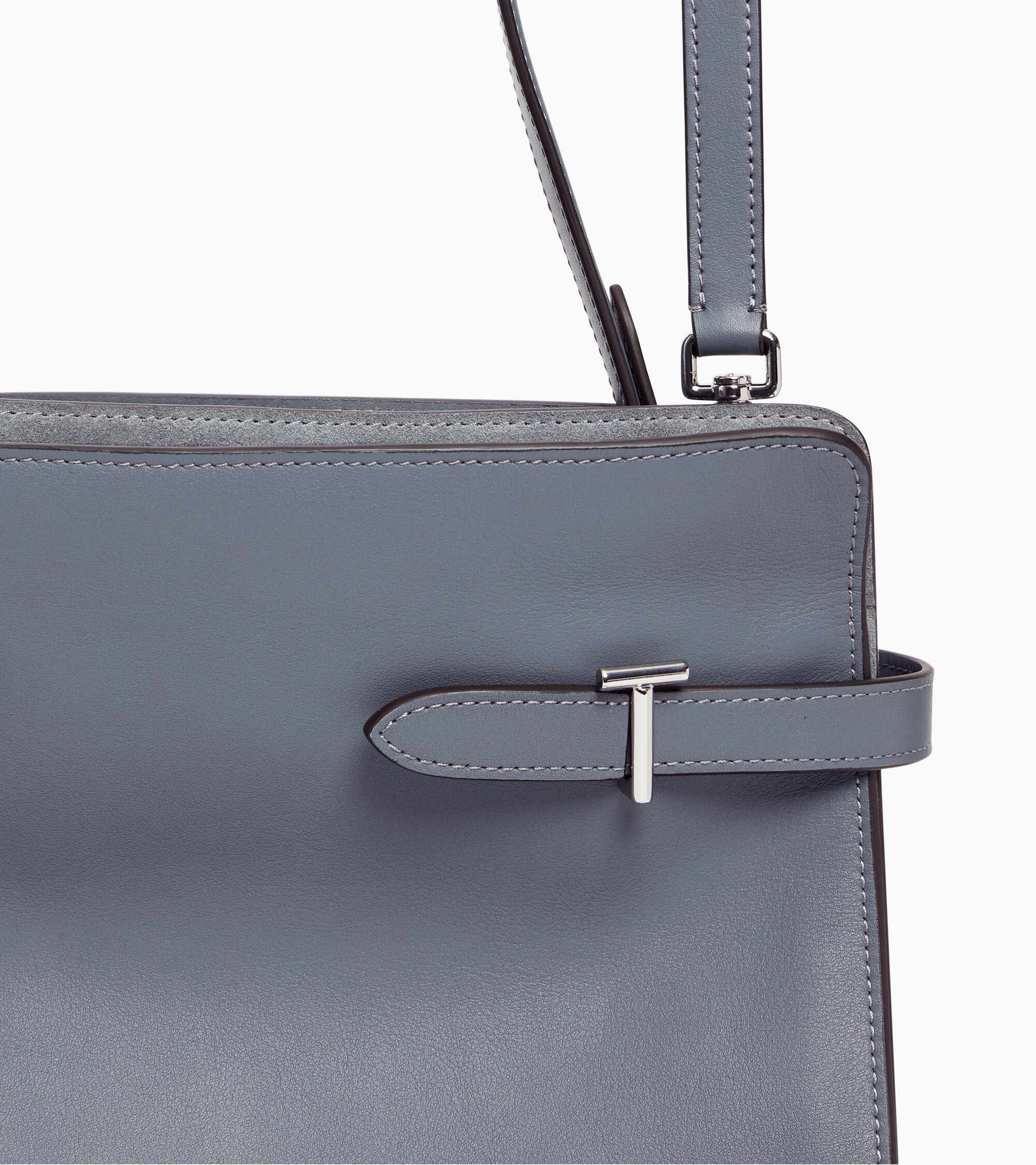 Le Tanneur Emie sac épaule cuir bleu acier grand modèle