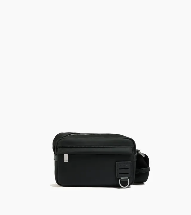 Le Tanneur Basile sac bandoulière toile nylon cuir noir
