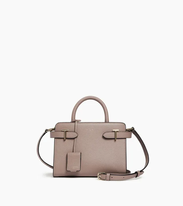 Le Tanneur Emilie petit sac main cuir grainé gris Fossil Grey