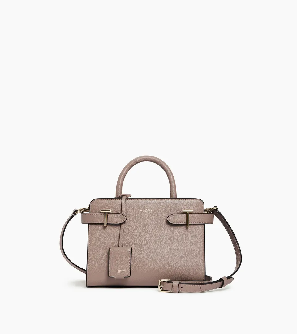 Le Tanneur Emilie petit sac main cuir grainé gris Fossil Grey