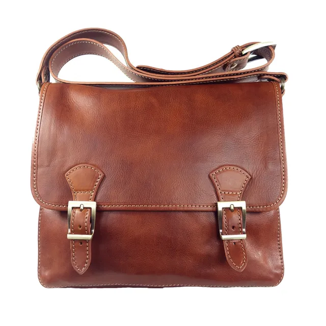 Collection Esprit Cuir Messenger sac bandoulière cuir cognac