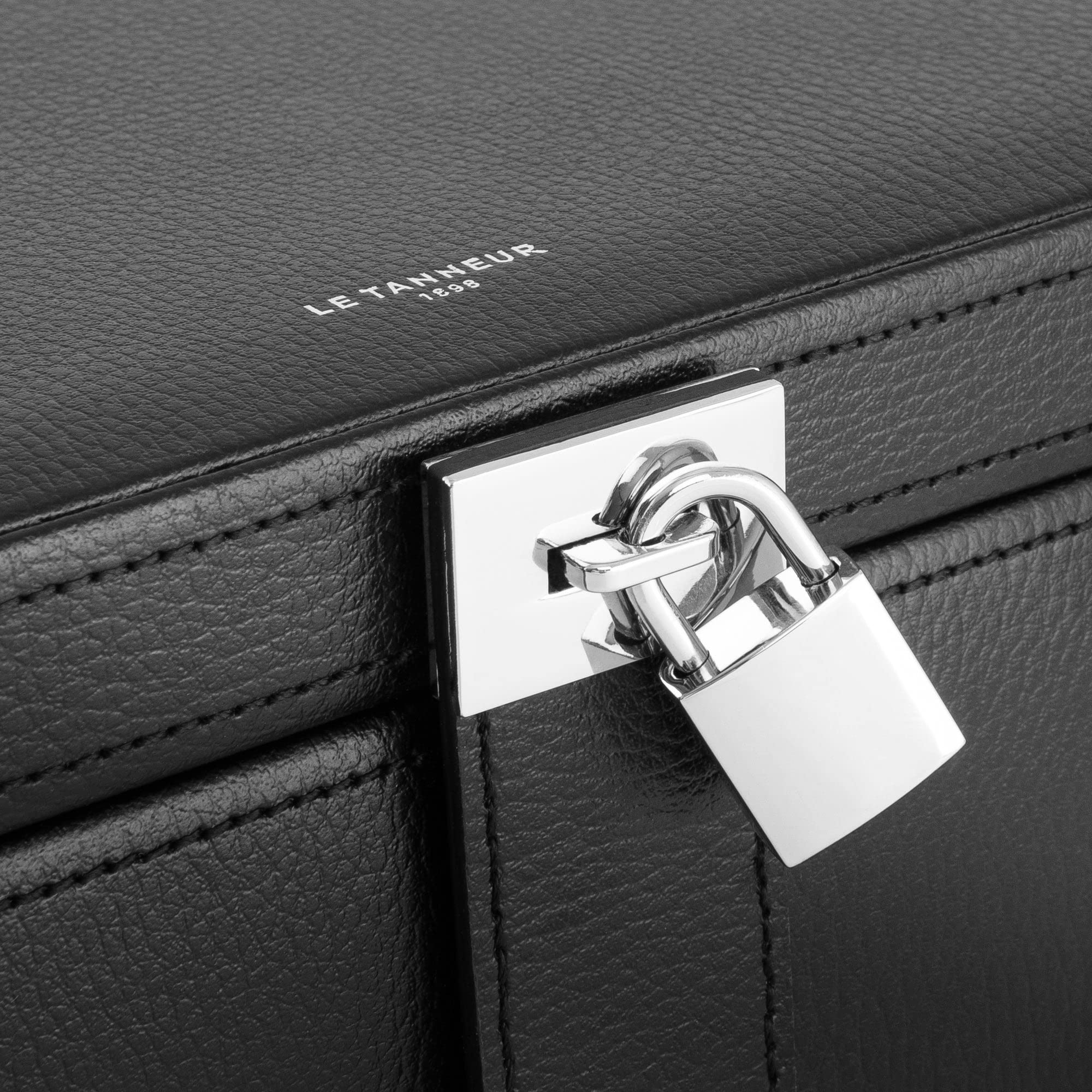 Le Tanneur boîte à bijoux cuir velours miroir grande