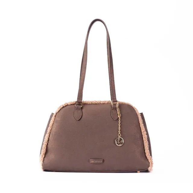 MAC ALYSTER Ambre sac cabas bronze fourrure suédine