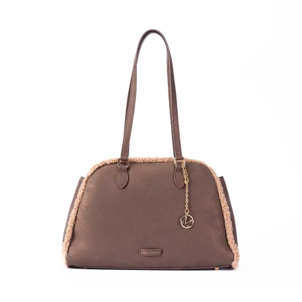 MAC ALYSTER Ambre sac cabas bronze fourrure suédine