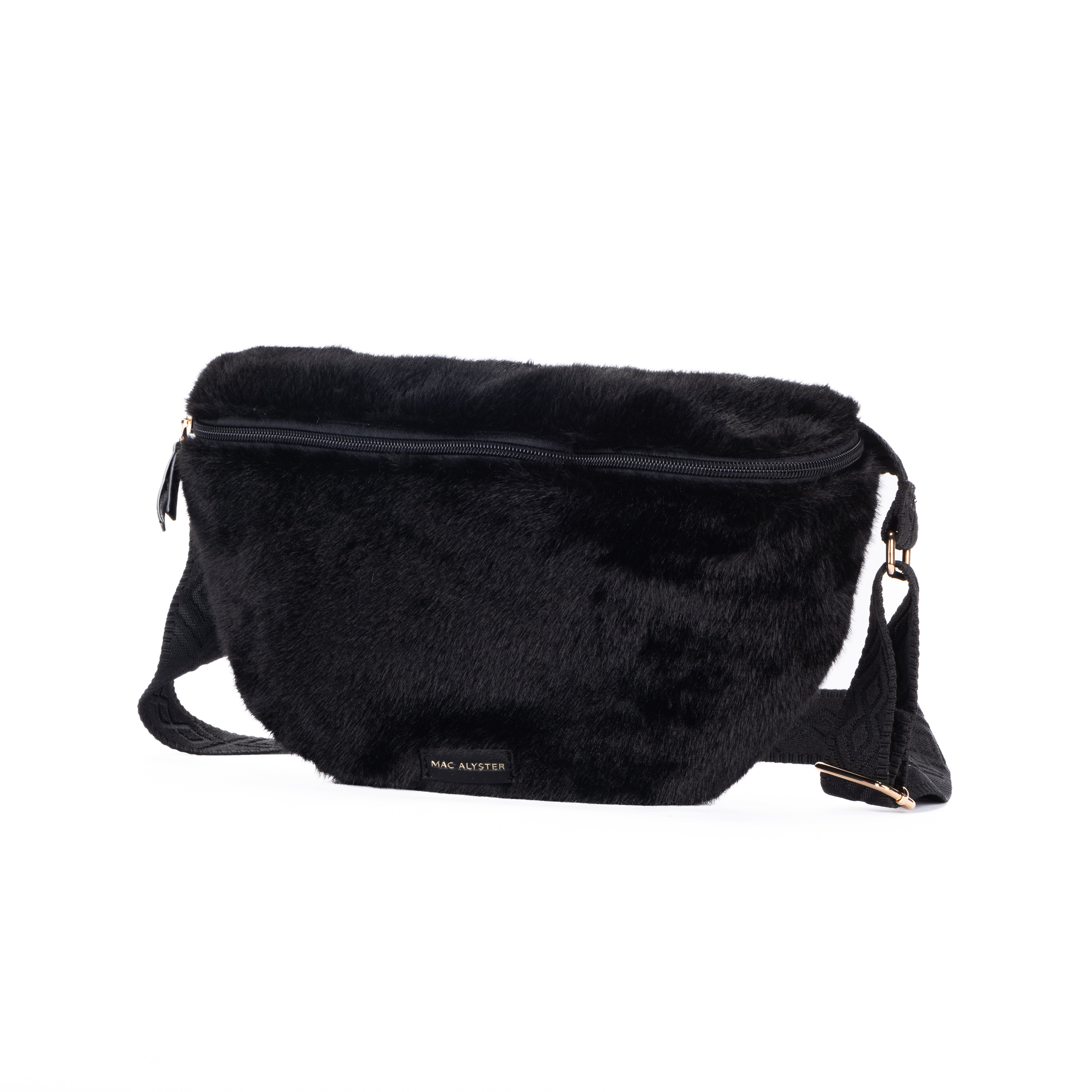 Mac Alyster Moumoute grand sac banane fourrure Noir double poche