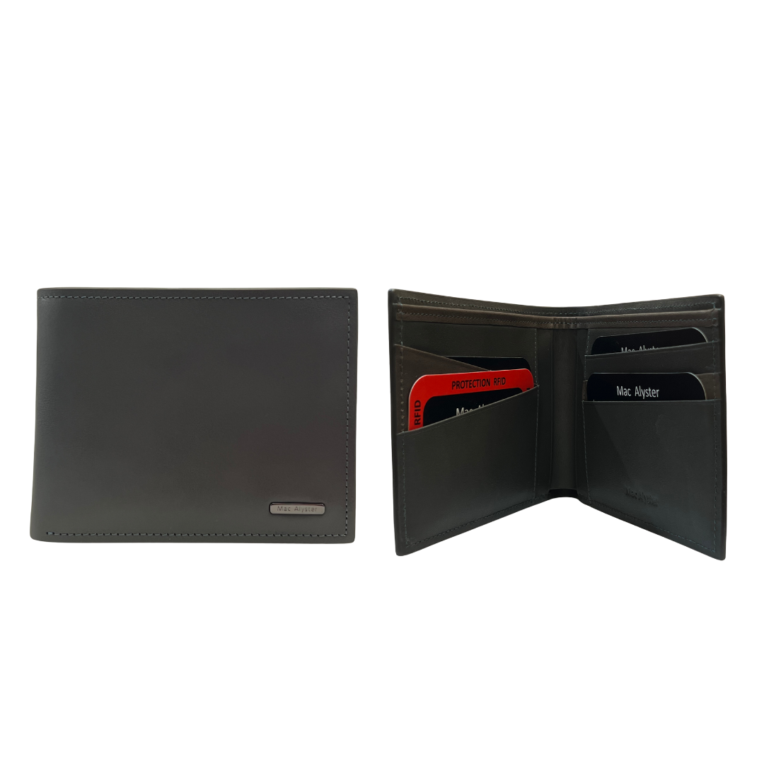 Mac Alyster Heritage portefeuille cuir noir RFID plat