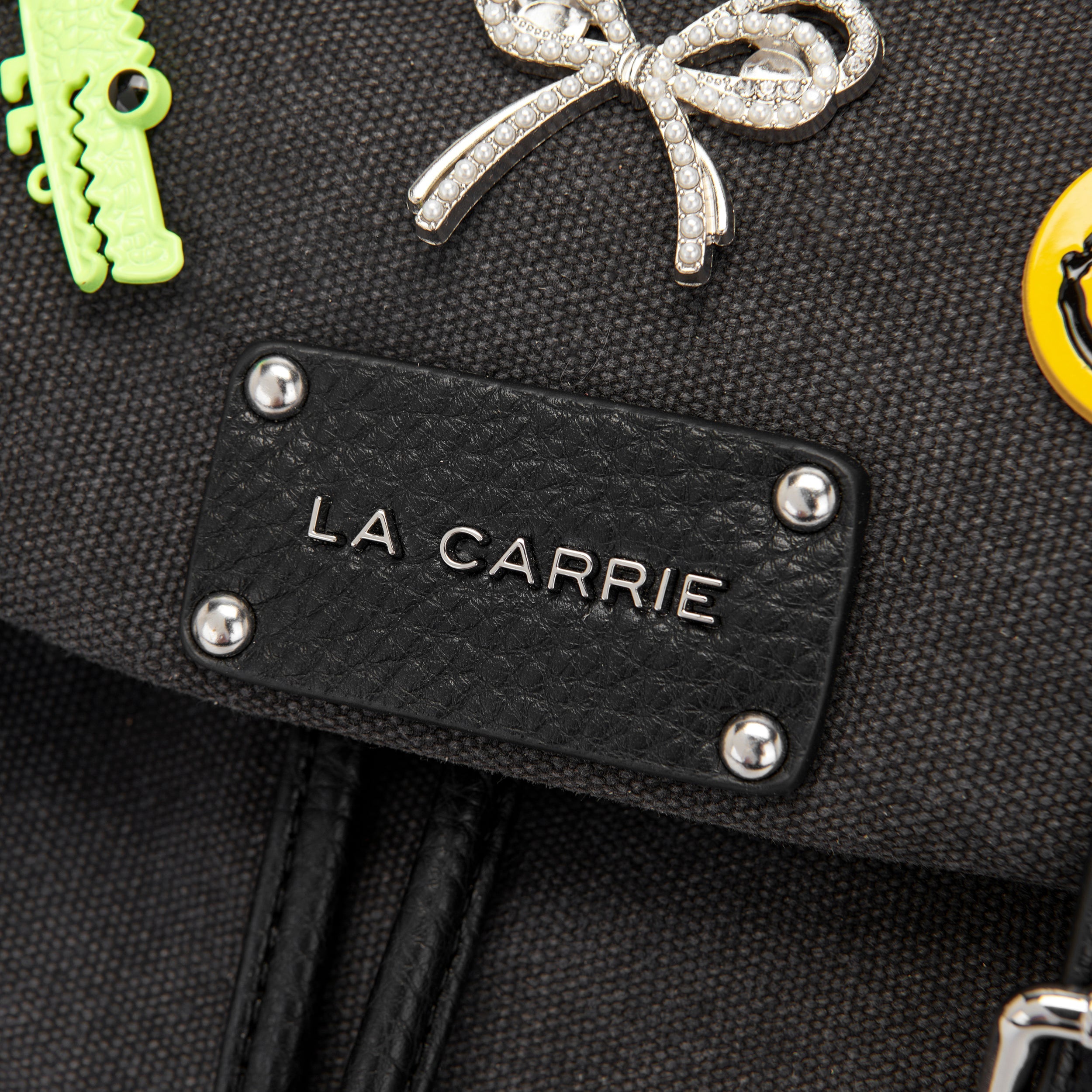 La Carrie Zaino Pins sac à dos noir toile 27x12x31cm