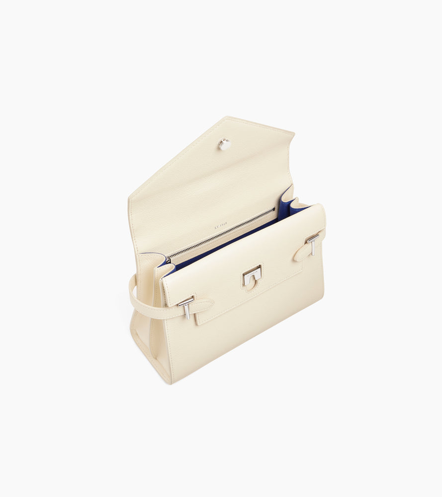 Le Tanneur Emilie sac à main cuir grainé blanc Fleur de Sel