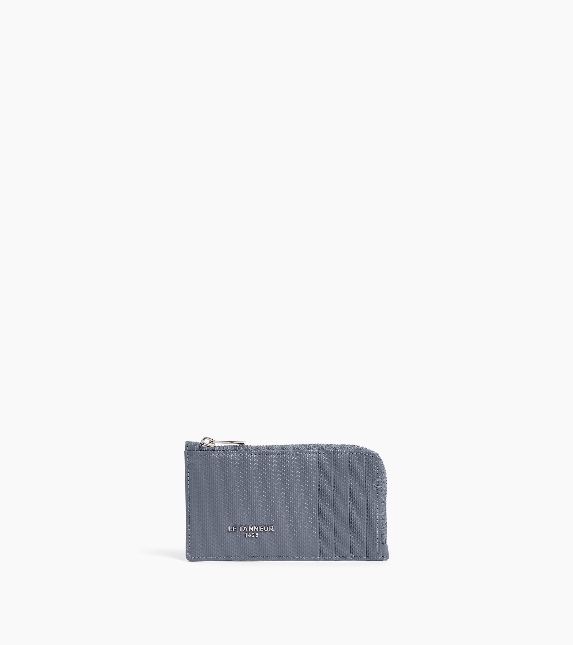 Le Tanneur Lucien porte-cartes cuir zippé Steel Blue