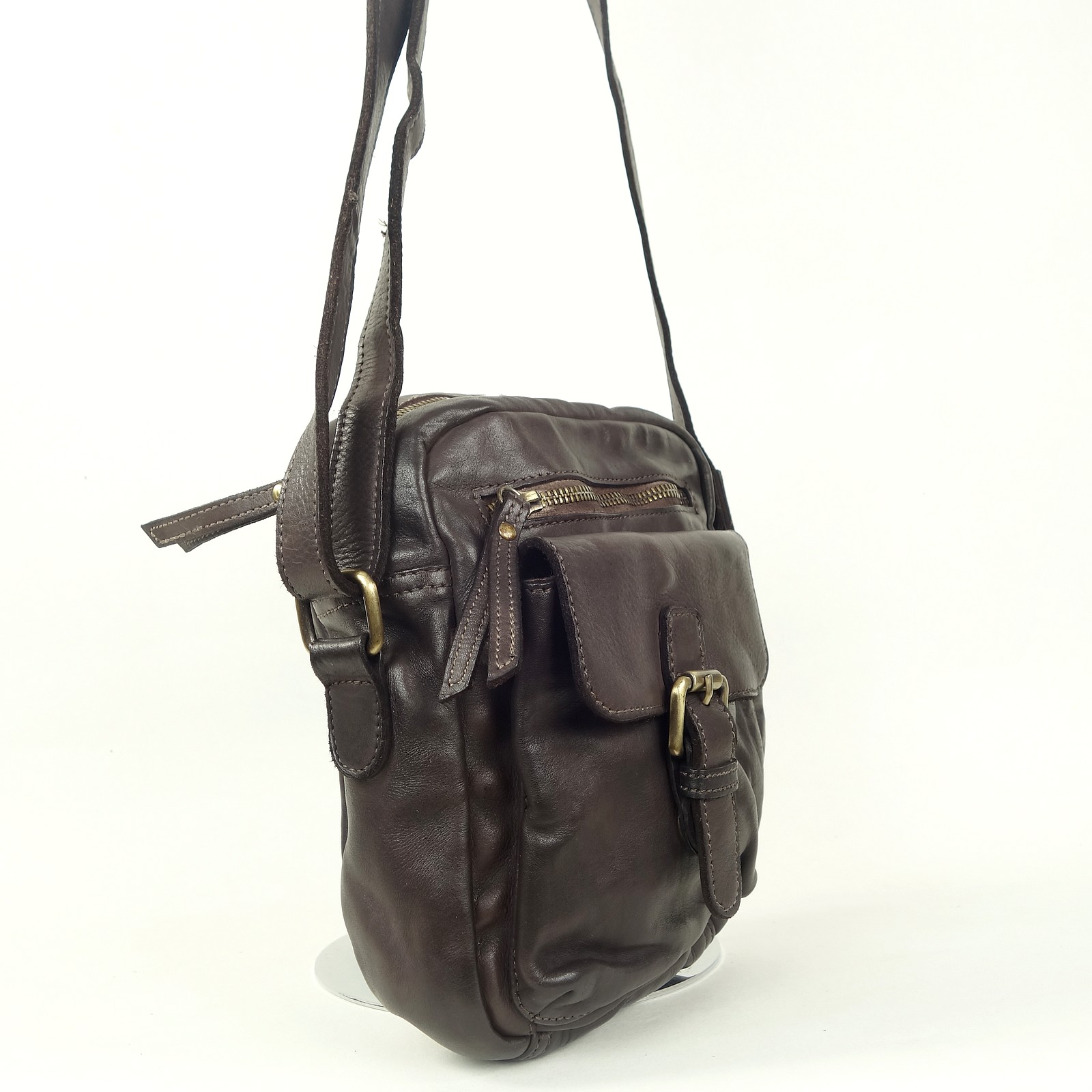 Collection Esprit Cuir Nino sacoche cuir marron foncé homme