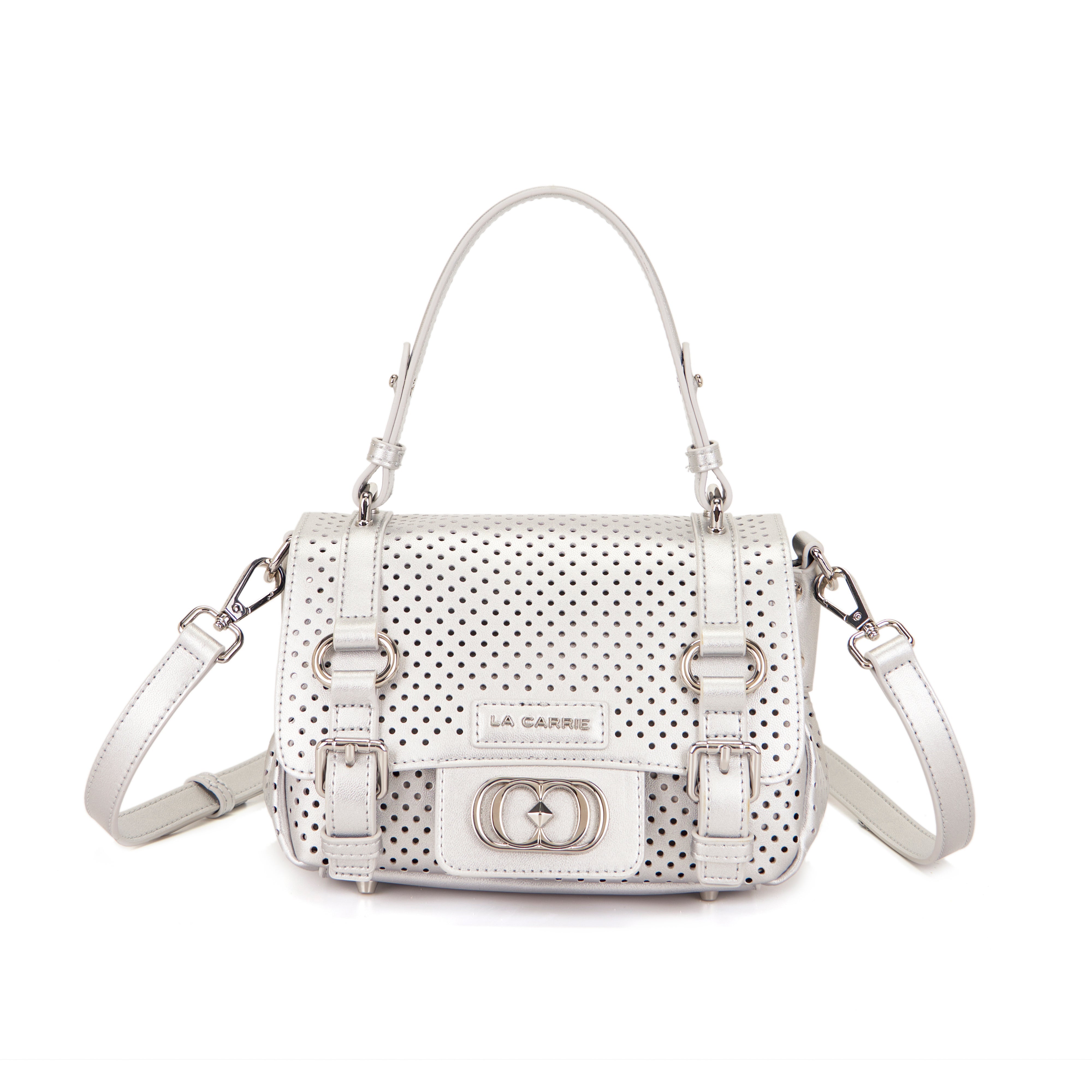 La Carrie Atena sac shopping silver cuir perforé