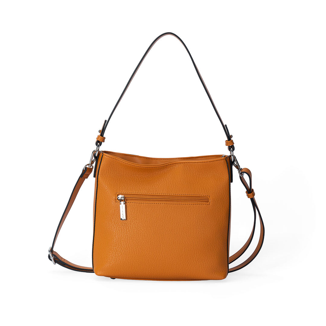 MAC ALYSTER CONTRASTE sac épaule cognac grainé 25,5 cm