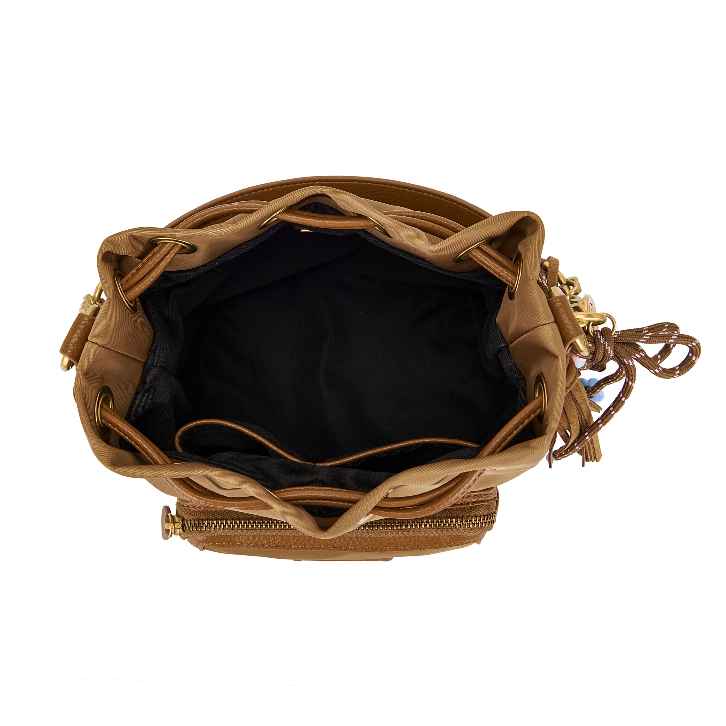 La Carrie Dark Wave sac seau nylon cognac 24x17x26