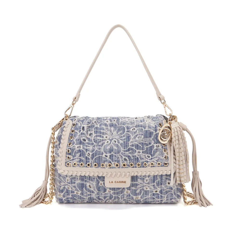 La Carrie Bag Romantic sac épaule jeans 31x22cm brodé