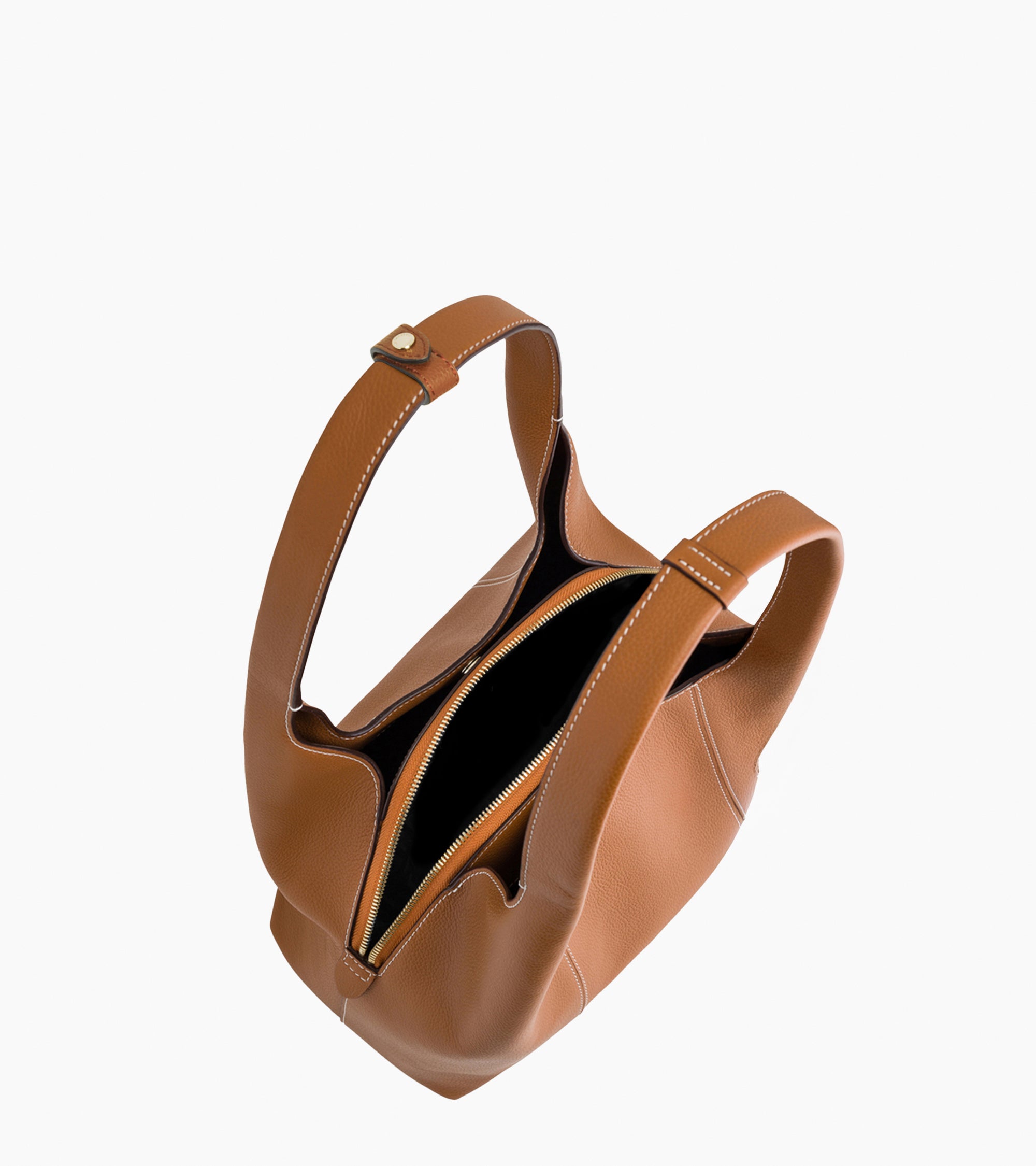 Le Tanneur Juliette sac épaule moyen cuir grainé brown tan