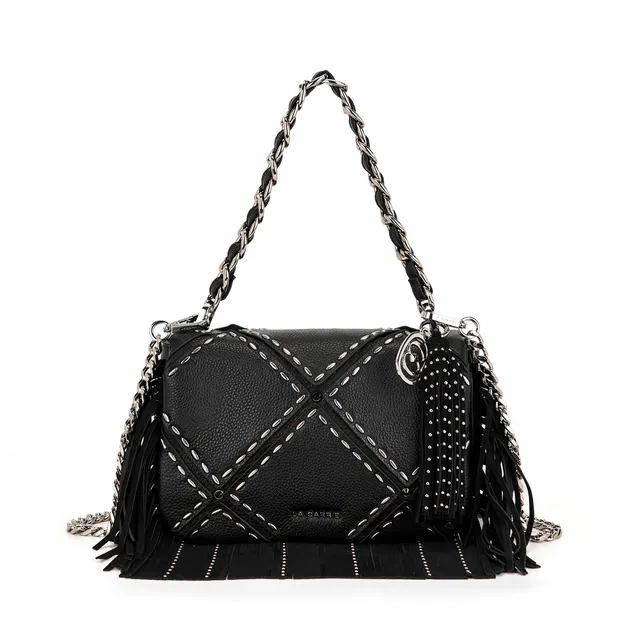 La Carrie Isabel Rock sac bandoulière noir cuir chaîne