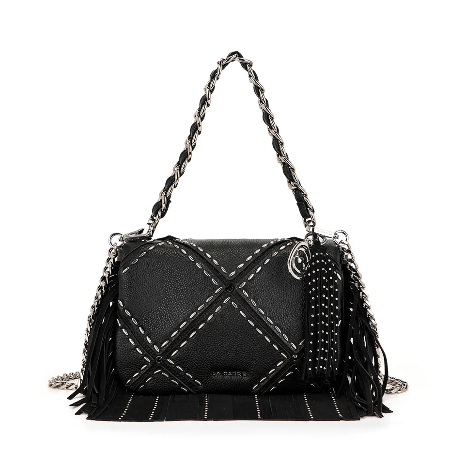 La Carrie Isabel Rock sac bandoulière noir cuir chaîne