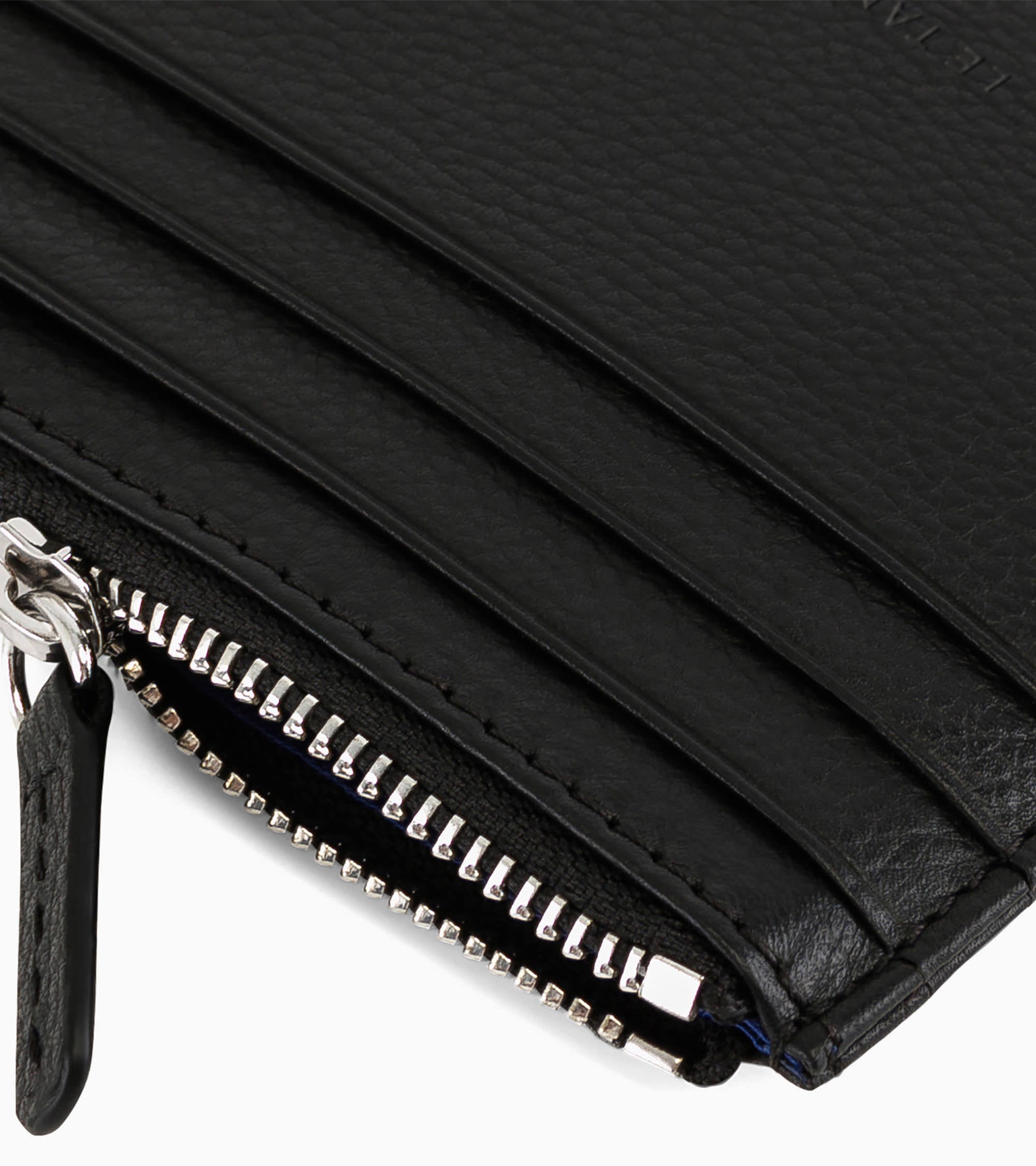 Le Tanneur Charles porte-cartes zippé cuir grainé noir