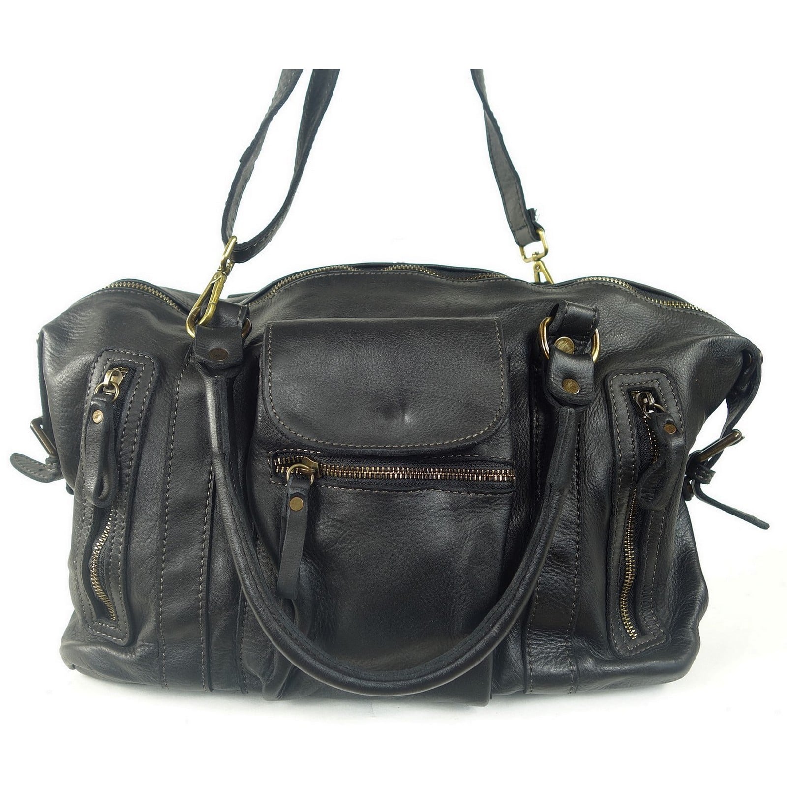 Collection Esprit Cuir Grand sac à main Elsa grand sac cuir noir