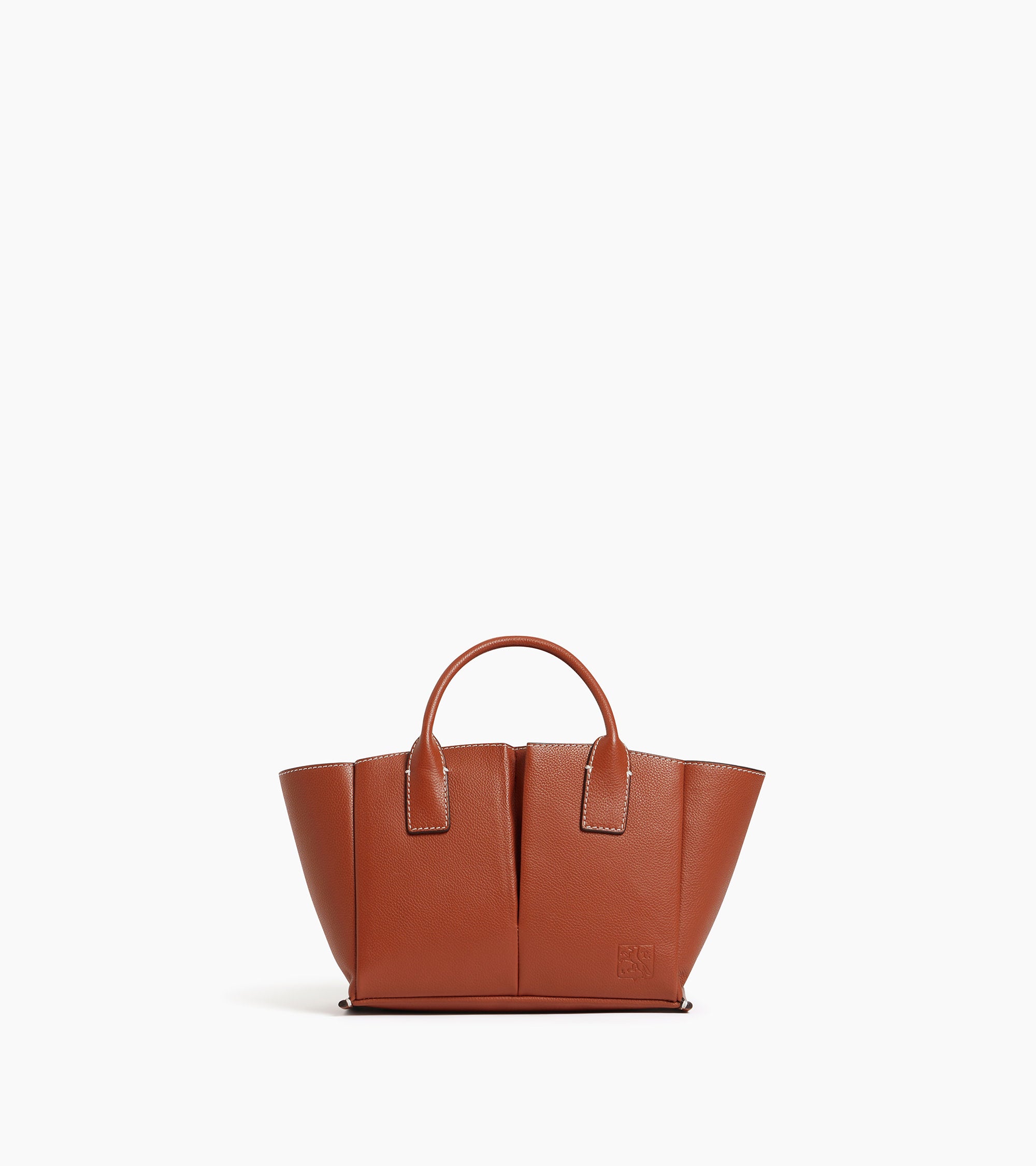 Le Tanneur Elena petit sac main cuir grainé Acajou