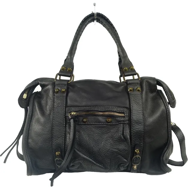 Collection Esprit Cuir LOLA sac epaule cuir noir lave