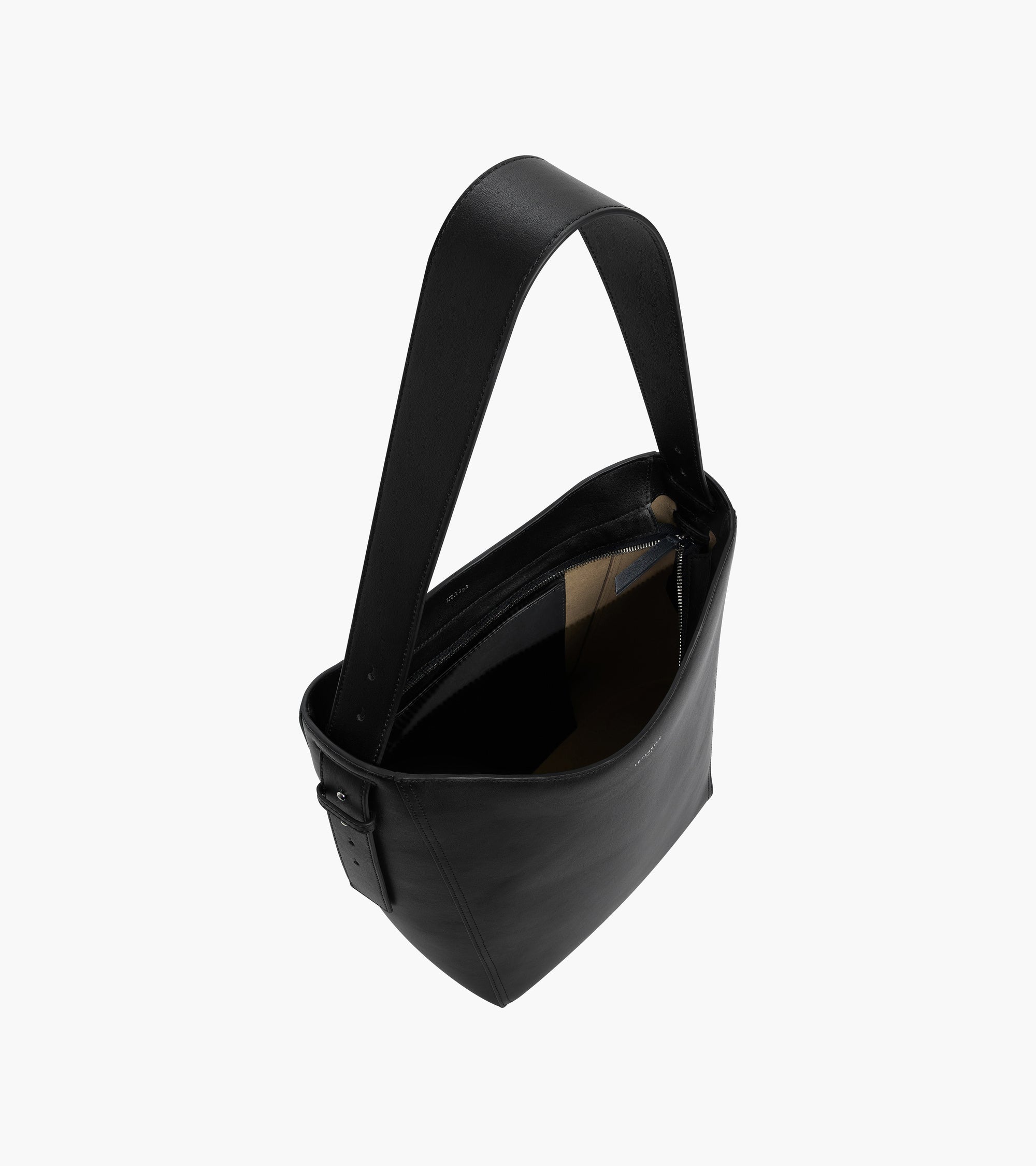 Le Tanneur Céleste sac hobo moyen cuir lisse noir