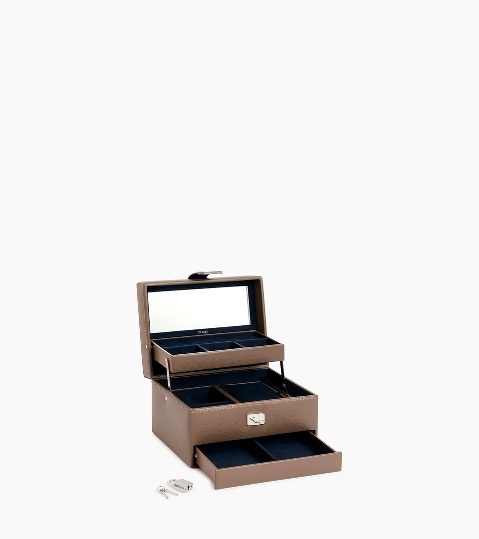 Le Tanneur Boîte bijoux cuir moyen modèle Taupe