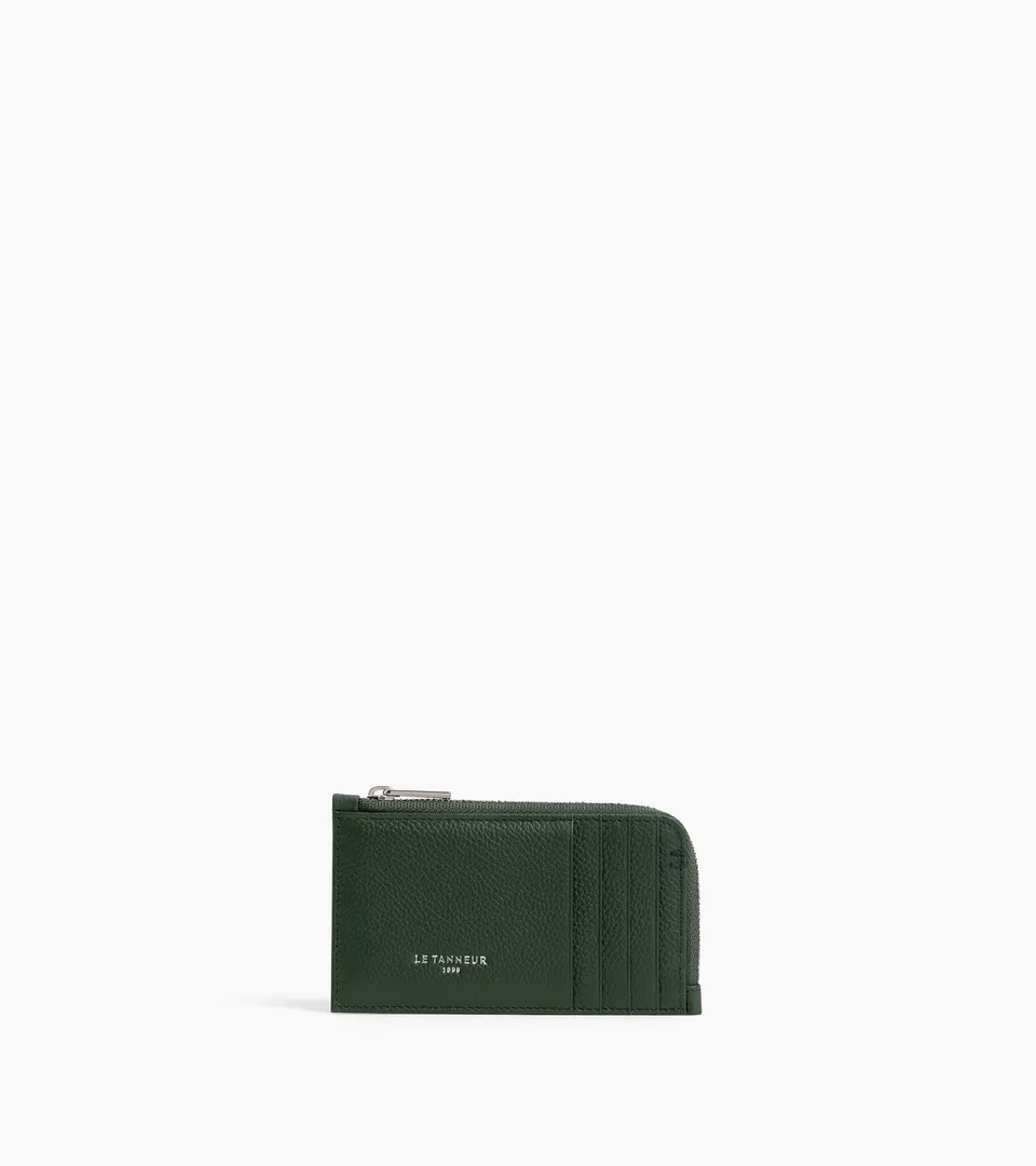 Le Tanneur Lucien porte-cartes cuir grainé vert malachite