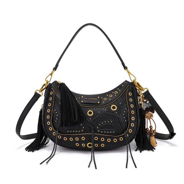 La Carrie Jungle sac bandoulière noir 32 cm effet cuir