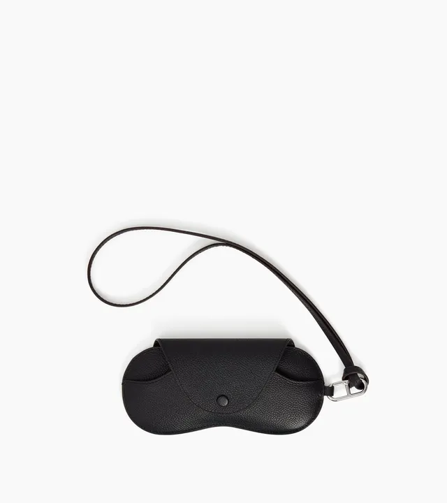 Le Tanneur Étui à lunettes cuir grainé noir charms pression
