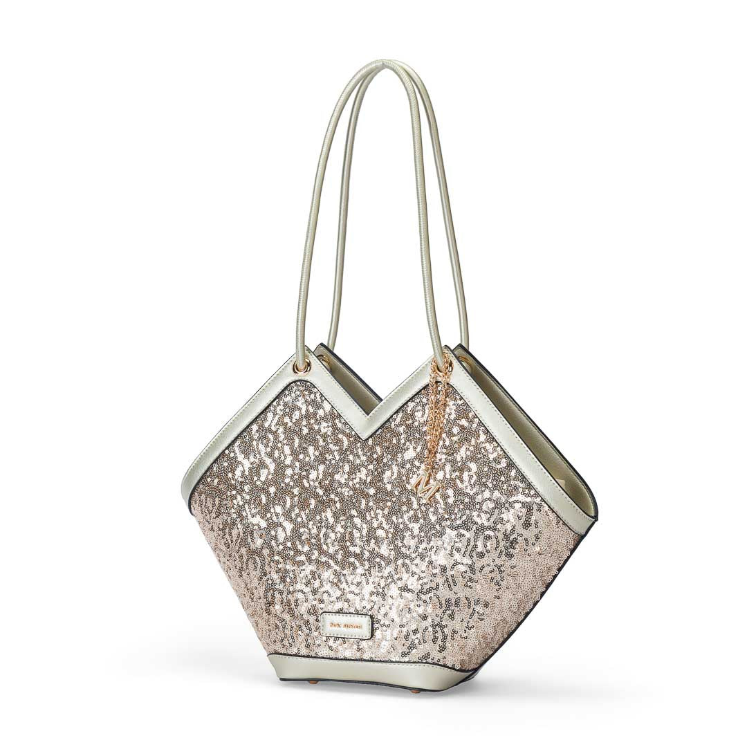 Mac Alyster Saint-Raphael Sequin petit sac cabas Rose raphia