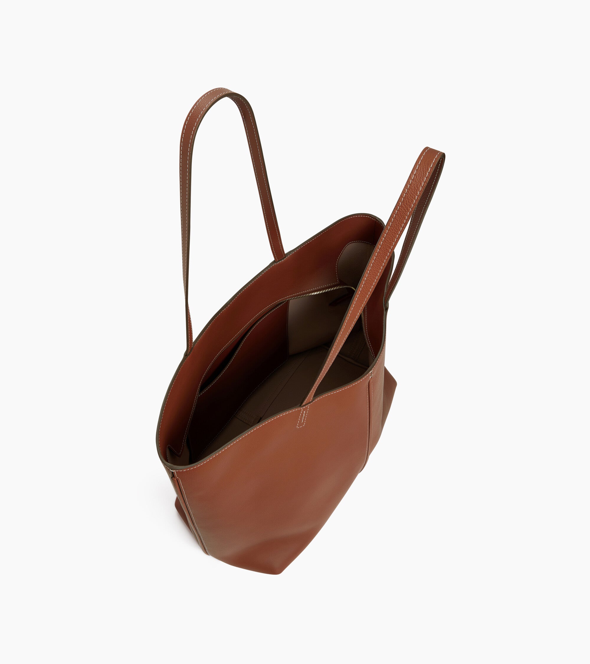 Le Tanneur Hortense sac cabas grand cuir grainé marron