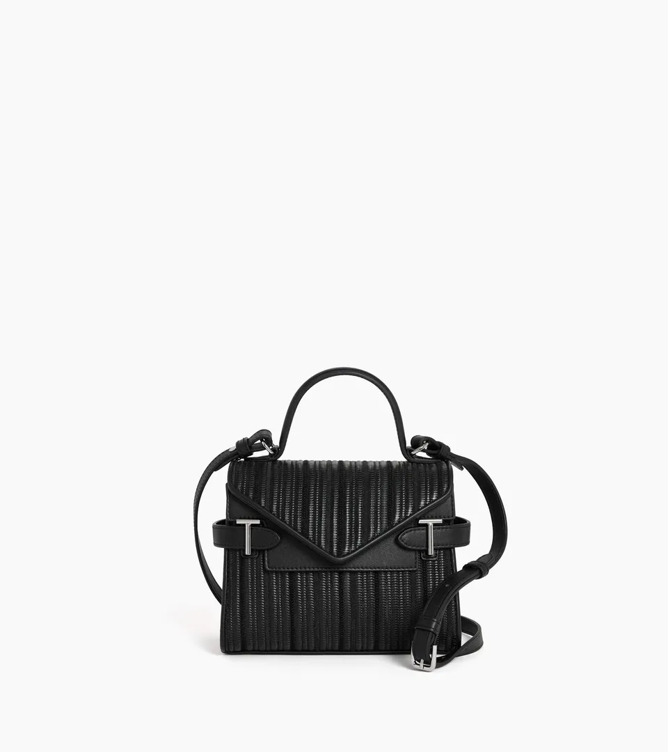 Le Tanneur Emilie petit sac cuir tressé noir double rabat