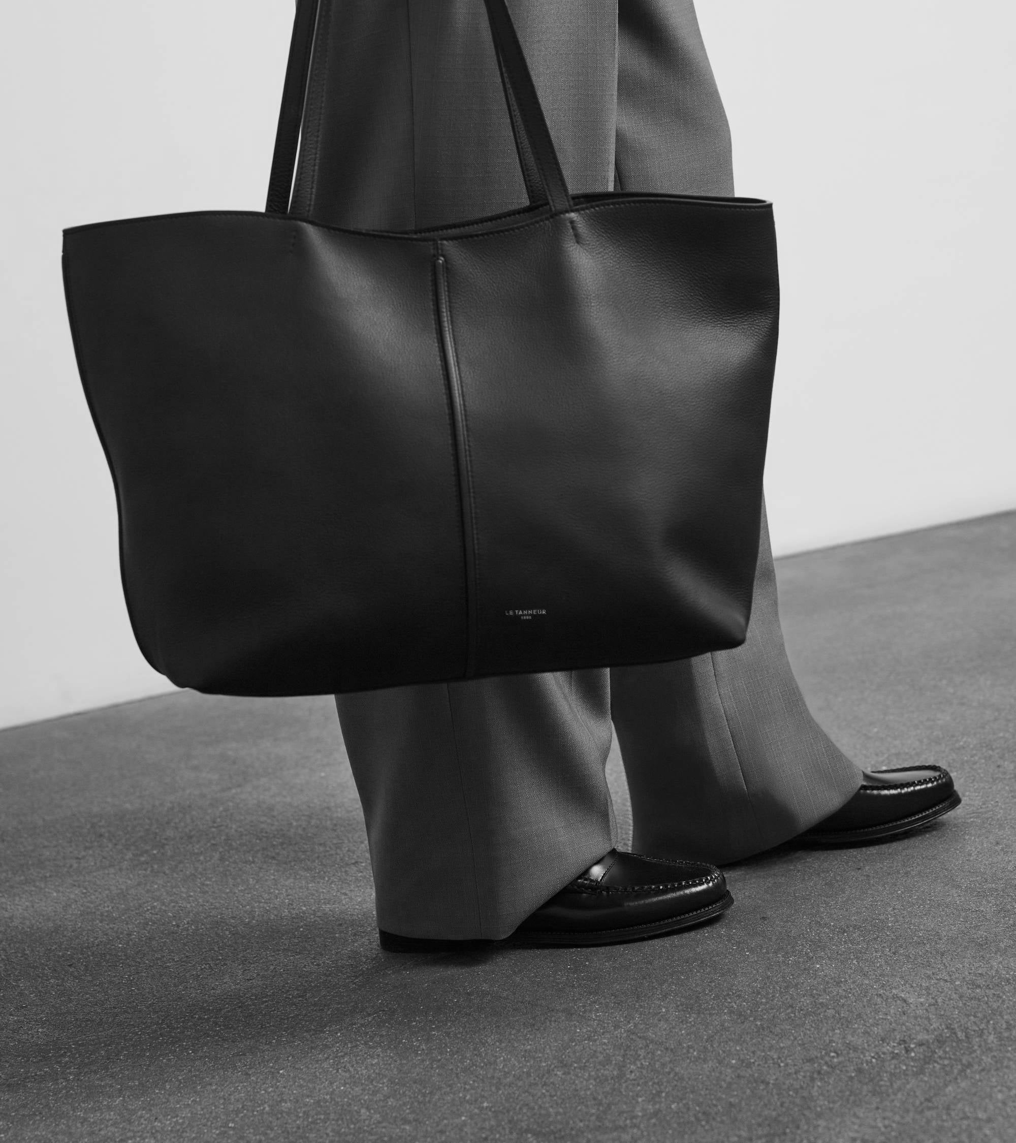 Le Tanneur Hortense sac cabas grand cuir grainé marron