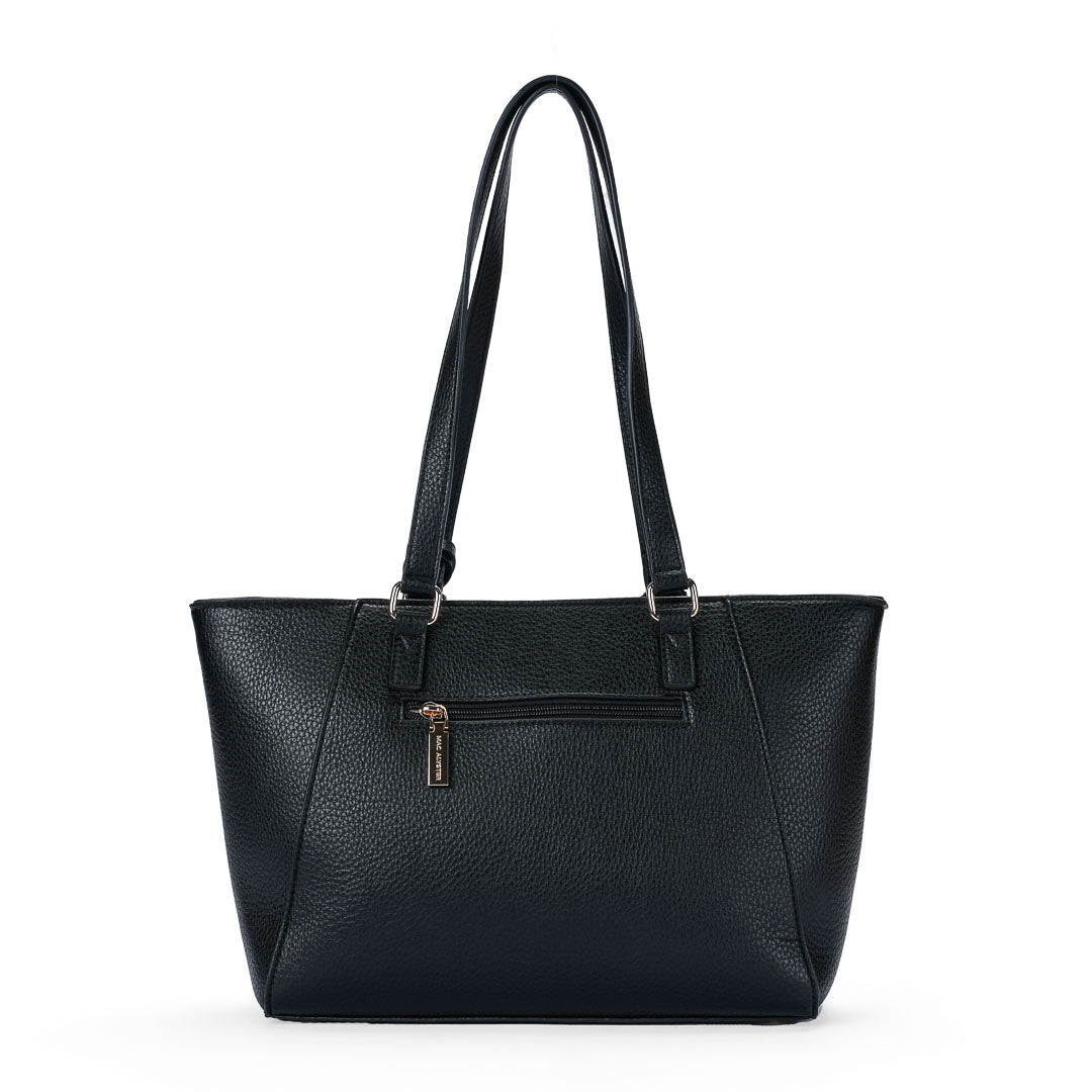 Mac Alyster Crystale Sac Shopping Noir Suédine Rigide