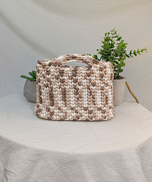 Takiri Harmony TK102 sac à main marron blanc sans bandoulière