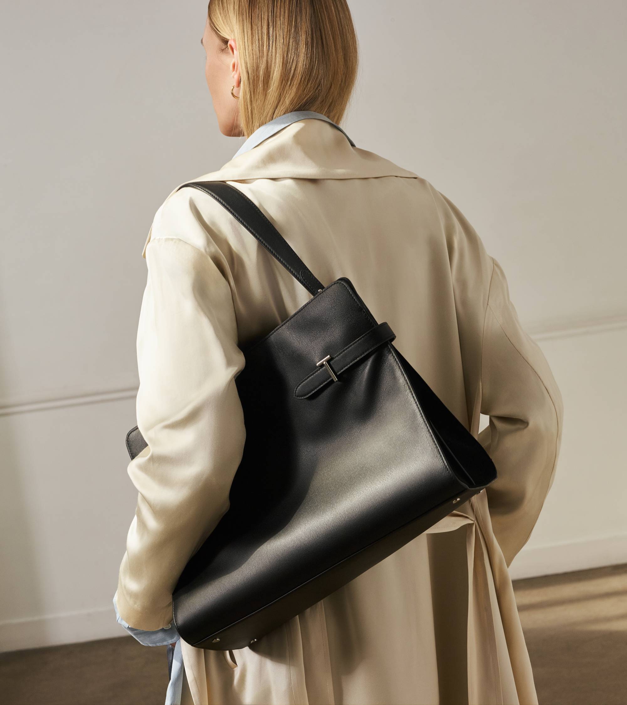 Le Tanneur Emie sac épaule maxi cuir lisse nubuck noir
