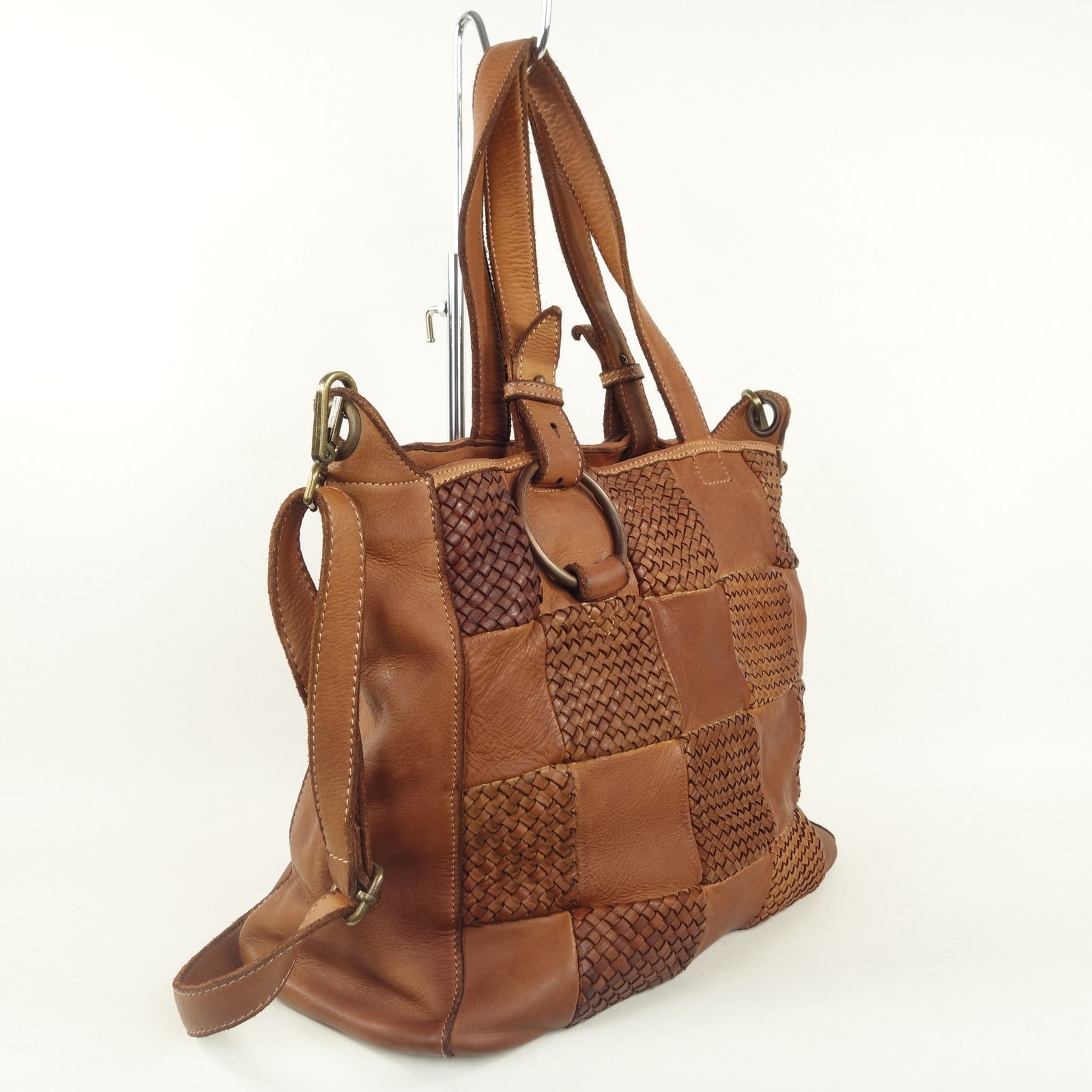 Collection Esprit Cuir BETINA sac à main cuir marron A4 bohème