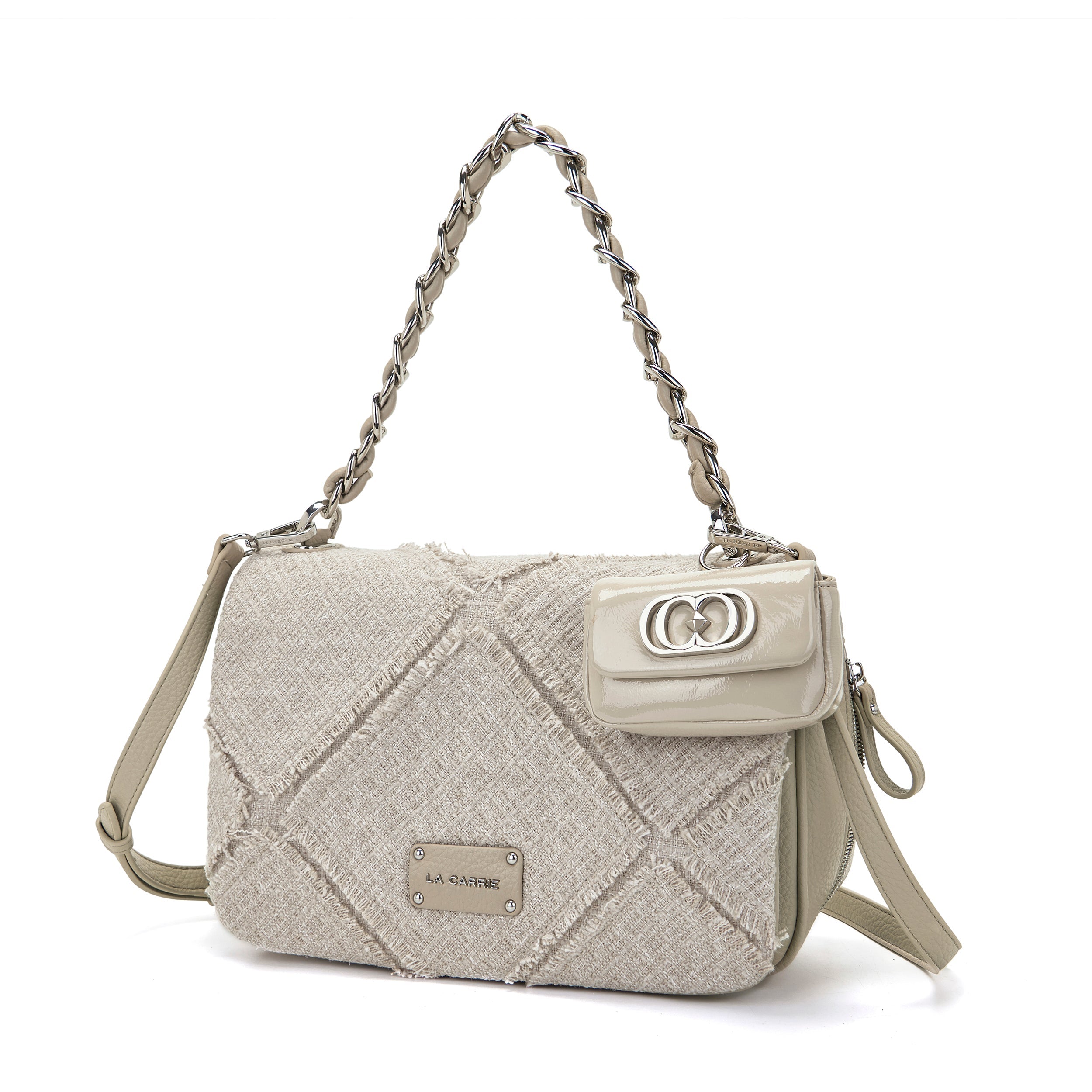 La Carrie Bag Isabel Cross sac bandoulière beige 35cm